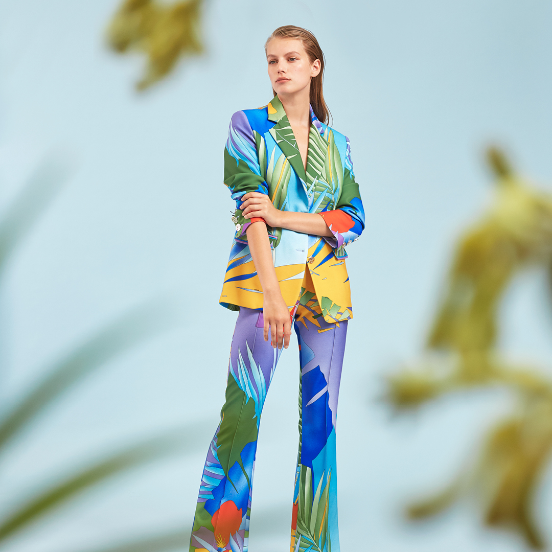 Ensemble veste et pantalon en soie Leonard Paris